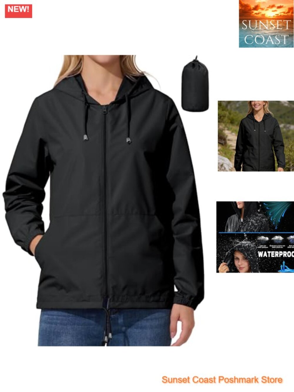 Women's Waterproof Cycling Rain Jacket Ultra-Light Packable Polyester